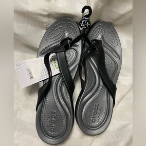 Crocs Capri V Flip Flops- Black & Graphite- Women’s Size 8 NWT